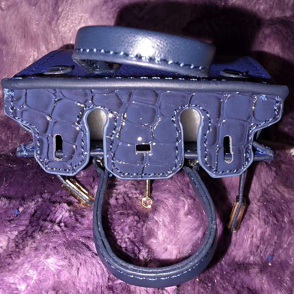 Blue Mini Structured Satchel Bag with Red & White Accents - Picture 6 of 10